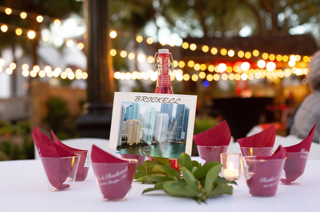 Ybor City Museum Garden Wedding Red post card table decor evening reception 