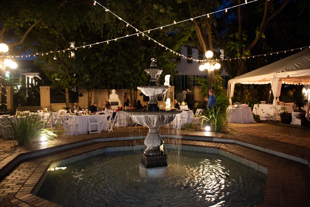 Ybor City Museum Garden Wedding Water Fountain Night Wedding