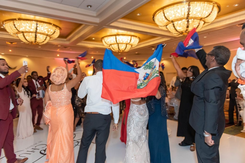haitian wedding haitian flag in tampa reception dancing