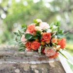 Bok tower gardens styled shoot orange and pink bouquet photo