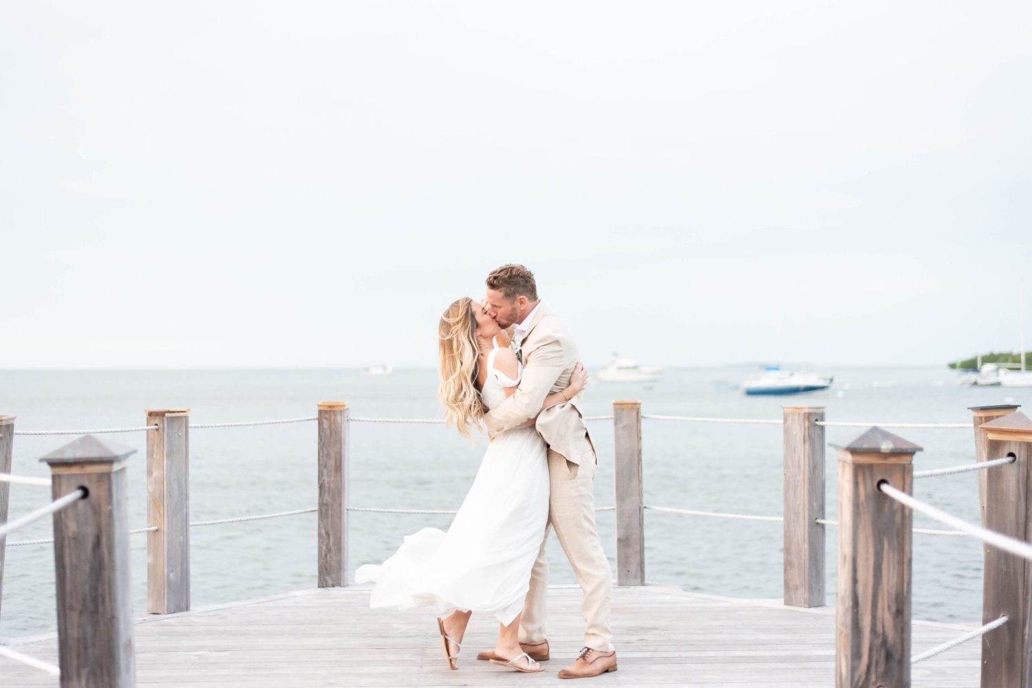 key west beach wedding bride and groom portraits at the pier