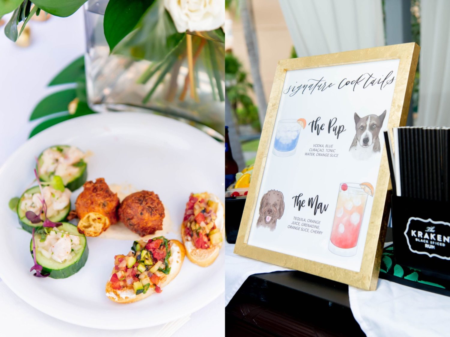 wedding food and bar drinks inspired by puppies
