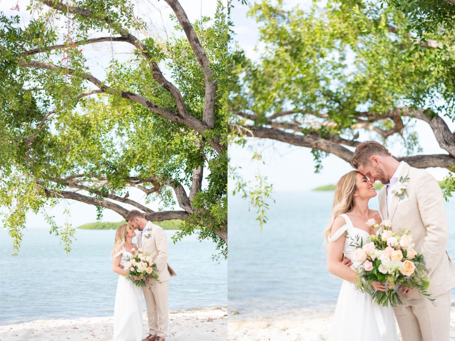 Key west wedding at marriott hotel bride and groom portraits by the beach