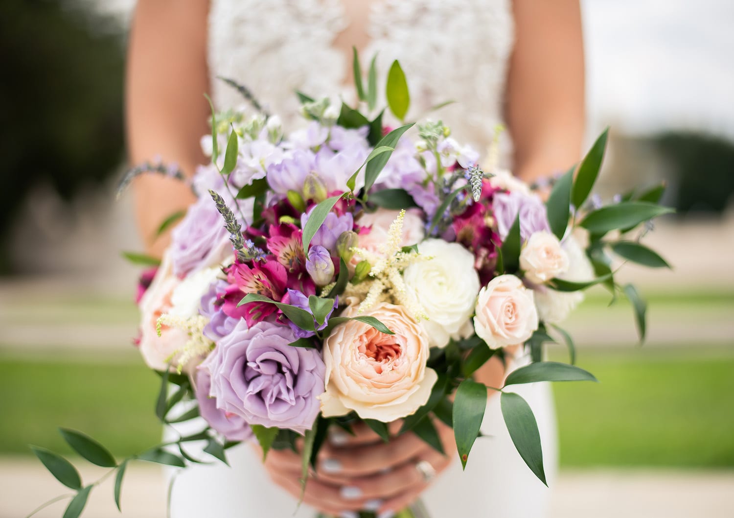 Casa Feliz wedding venue in Winter park, Florida Italian wedding bouquet with lavender and roses