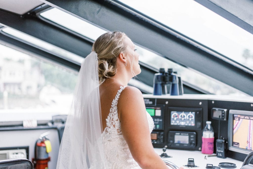 Bride in control room at yacht starship channelside 