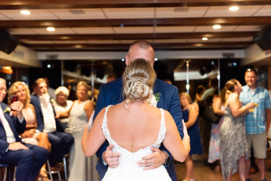 Yacht starship wedding reception bride and groom first dance