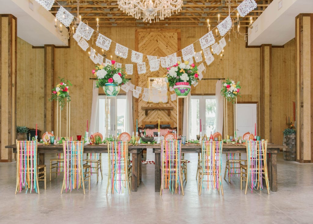 covington farm wedding like water for chocolate inspired wedding reception table colorful decor
