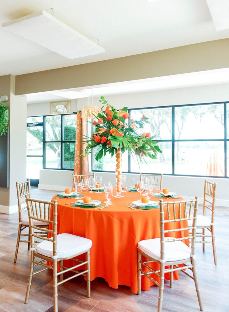 orange tree golf club wedding in citrus orange color palette