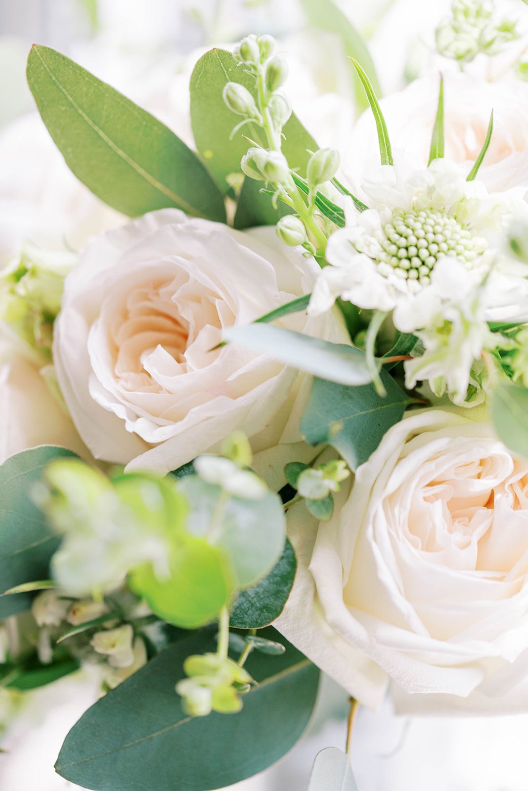 pink rose and tropical greenery in a FLoriday wedding day bouquet
