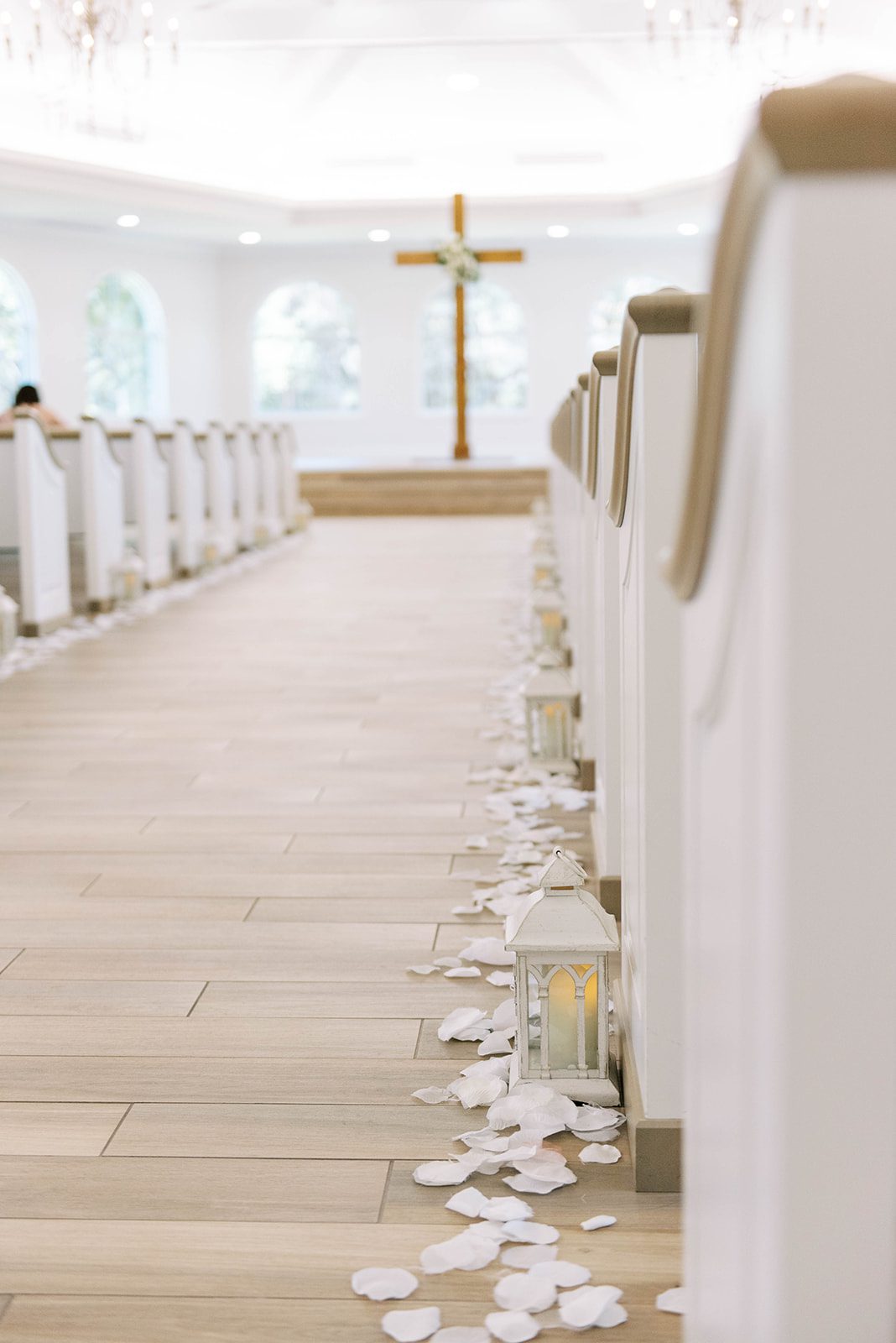Harborside Wedding Chapel in Tampa Florida petals and stunning bright details on the floor of the venue