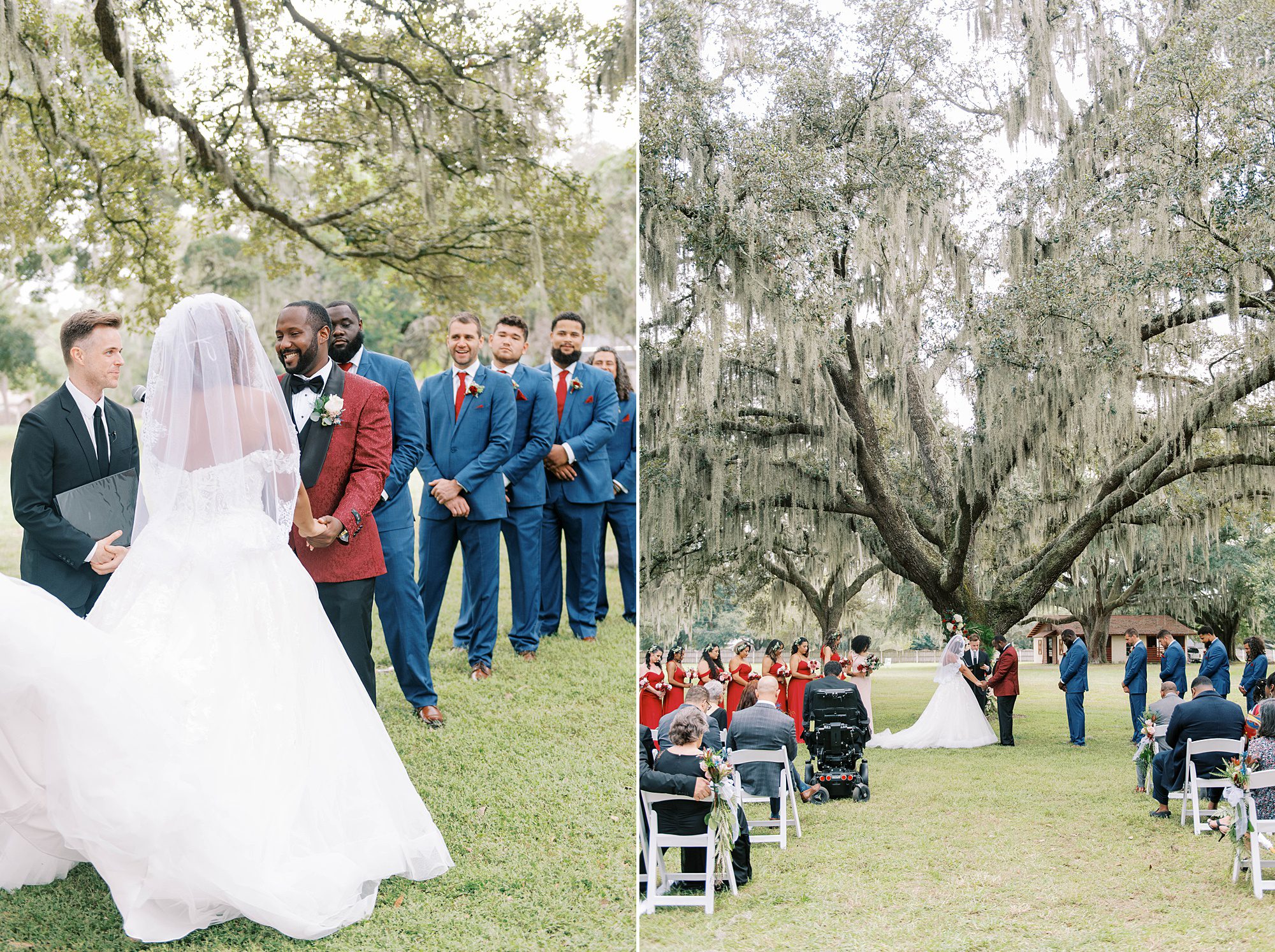 wedding ceremony under tree at Casa Lantana