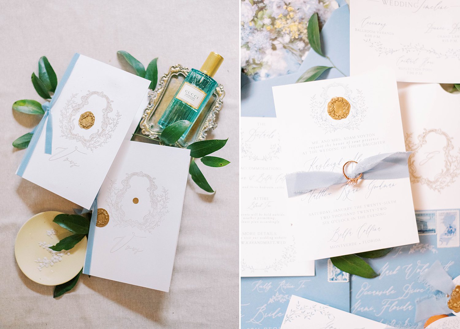 invitation suite for Italian inspired wedding day at Bella Collina