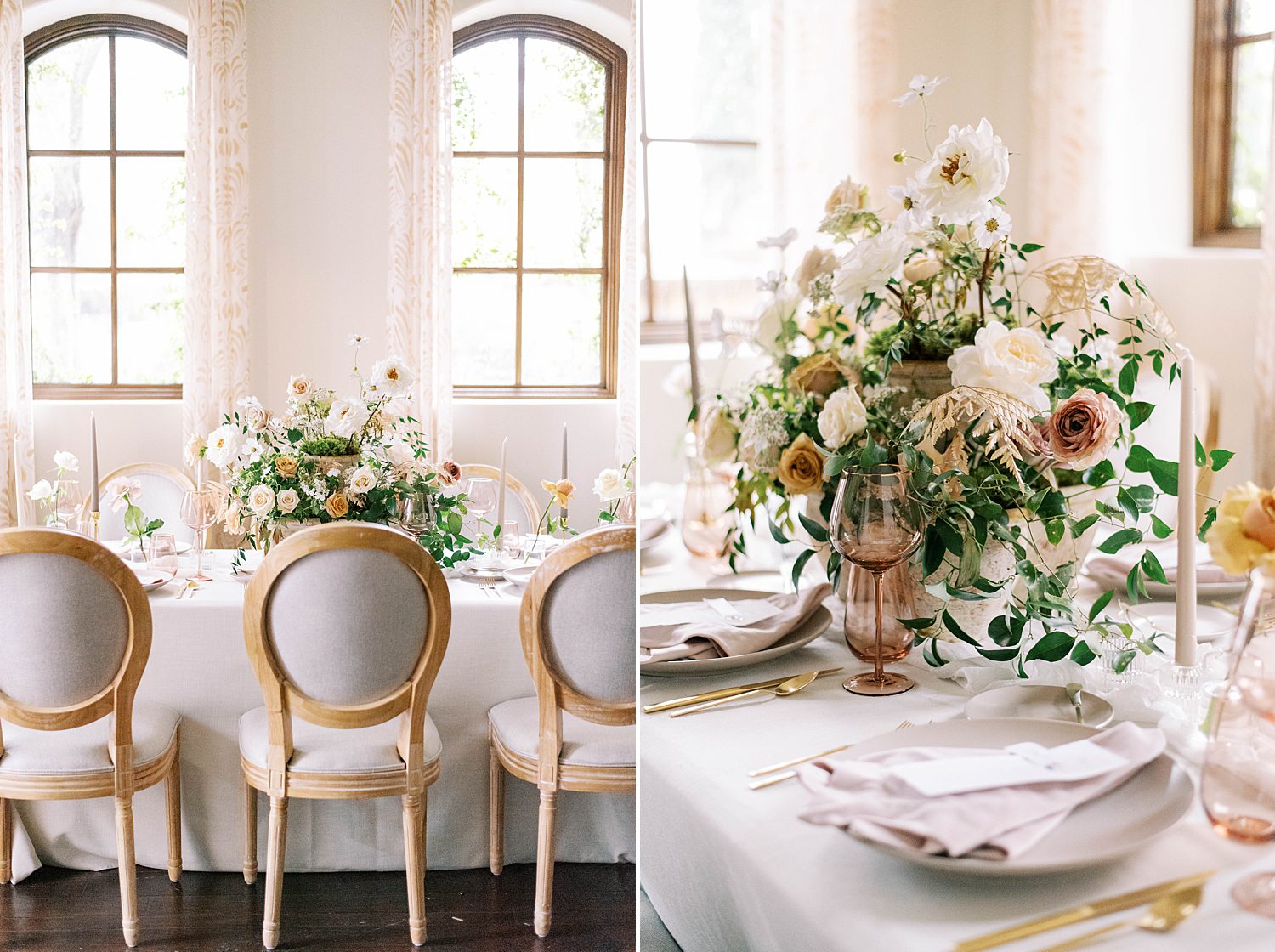intimate wedding reception with muted color palette