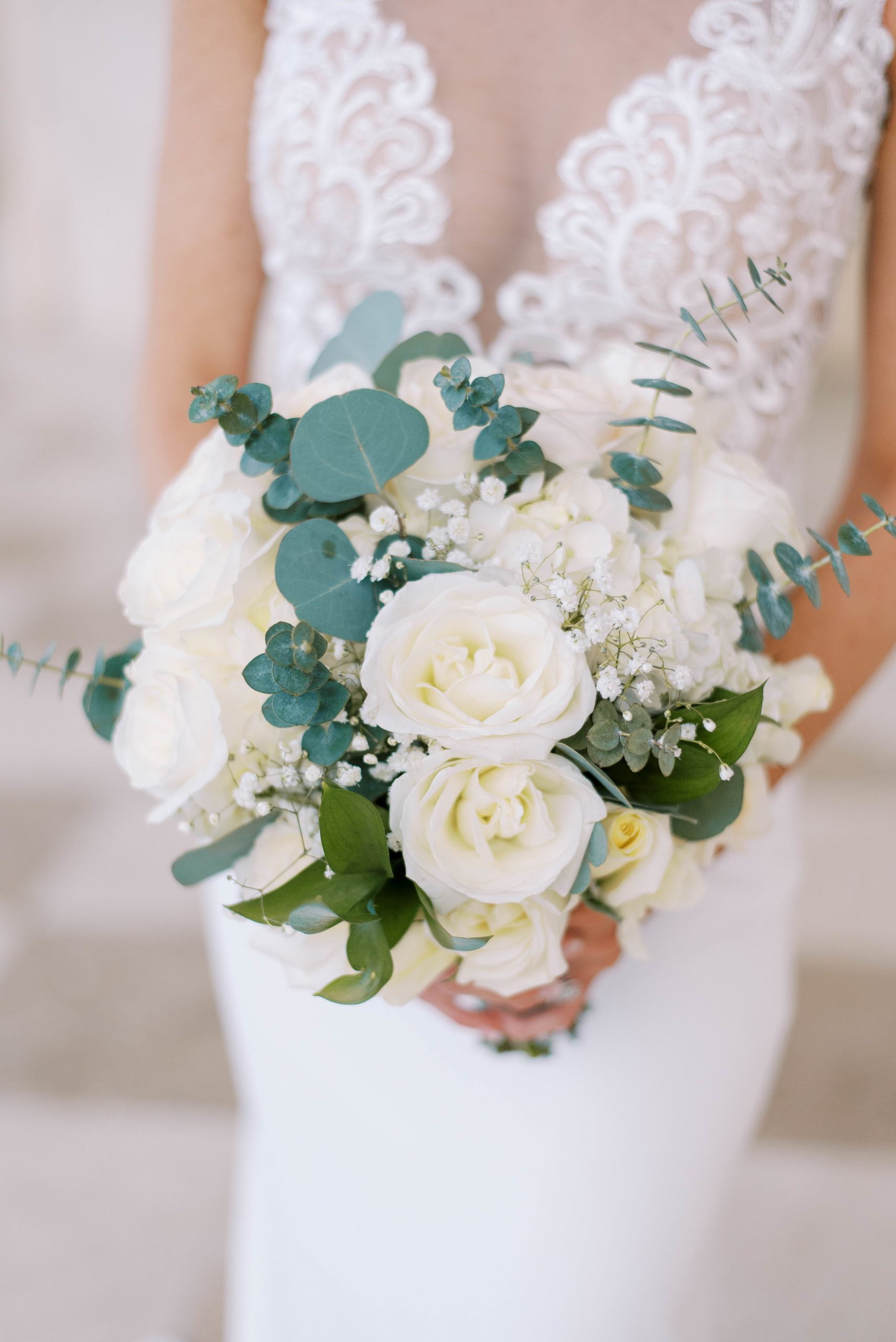White floral wedding bridal bouquet of flowers