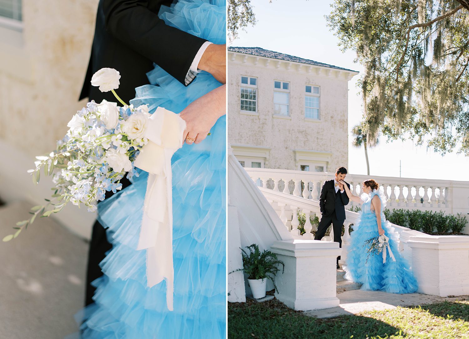 blue wedding gown for BellaCosa Lakeside wedding day
