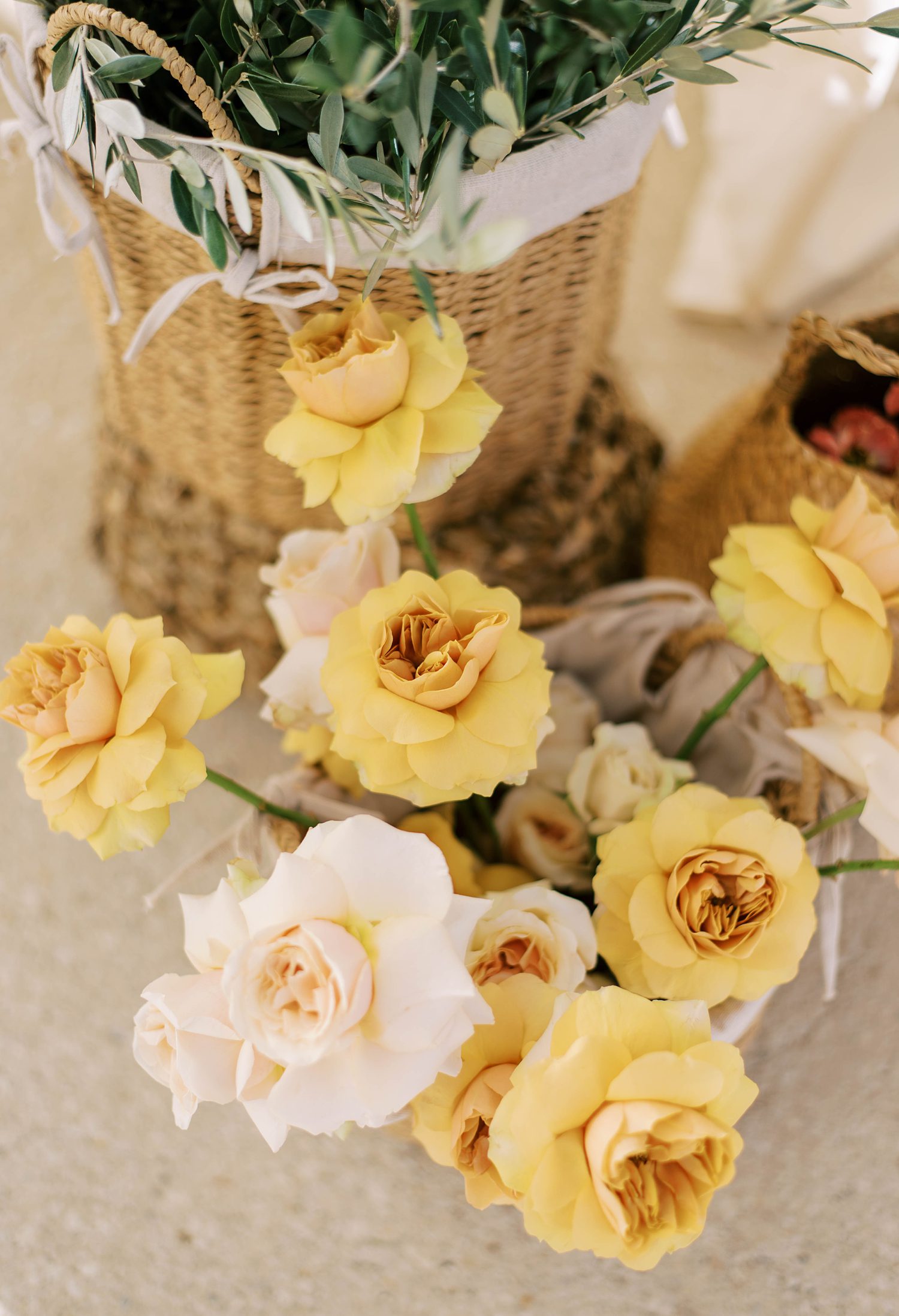 yellow flowers on wedding reception table