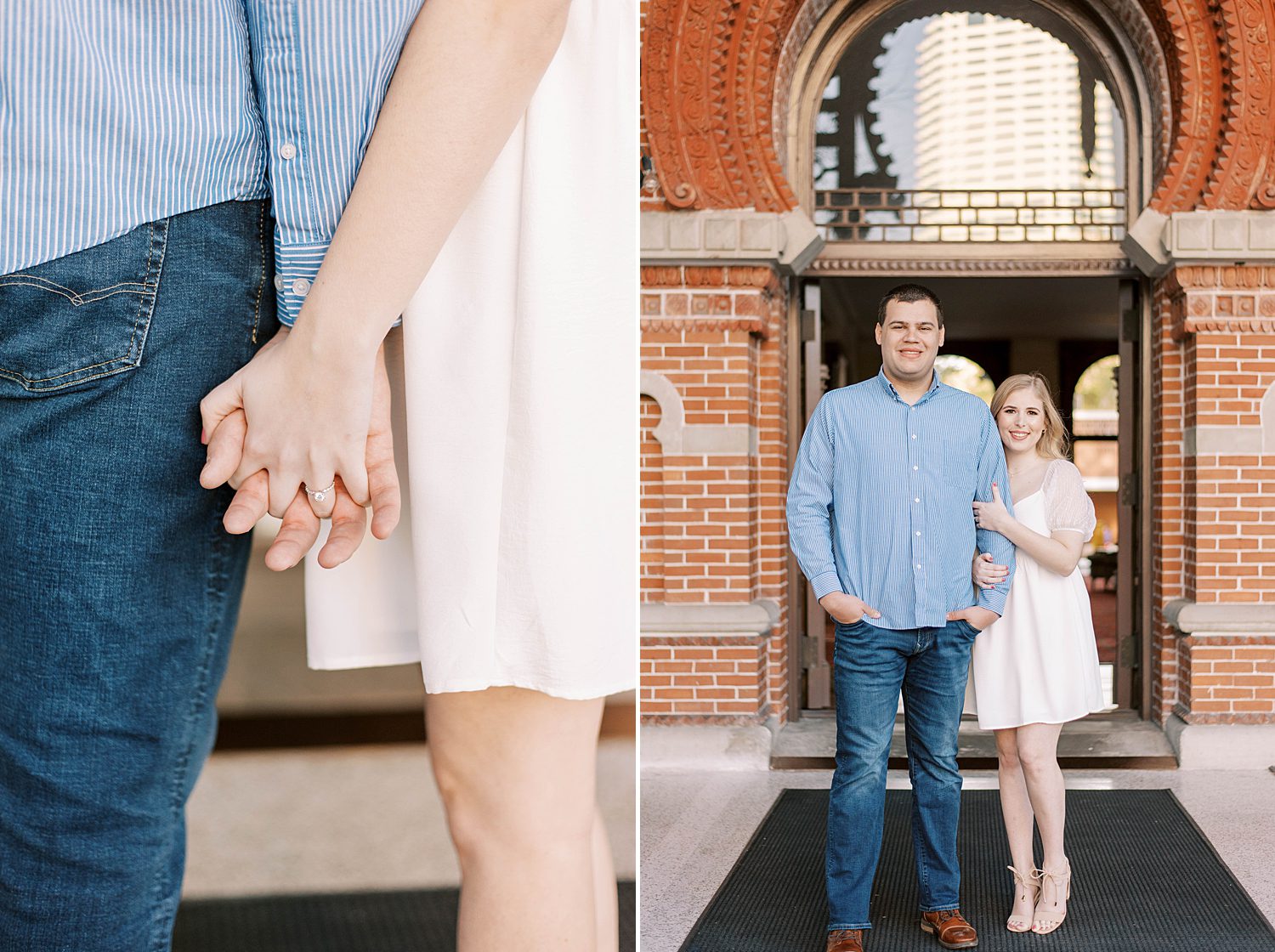 University of Tampa engagement photos under circle arbor