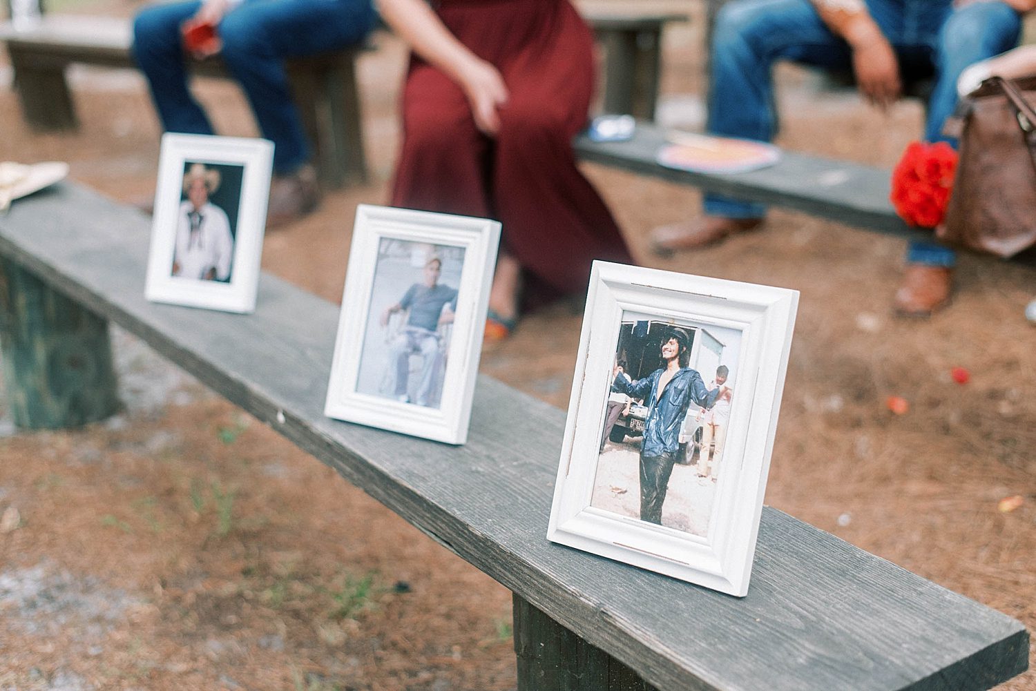 photos on display for family members unable to attend wedding