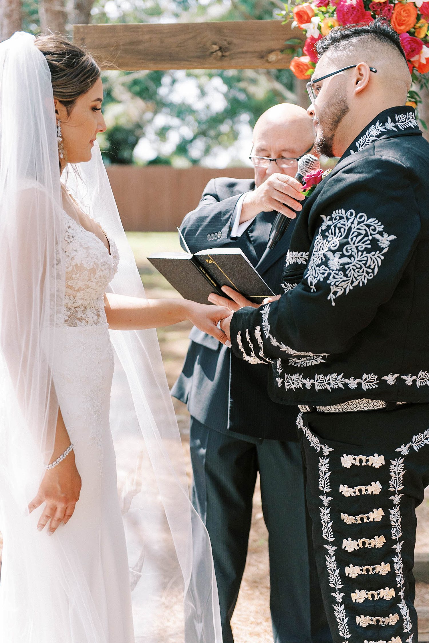 groom reads vows during FL wedding ceremony