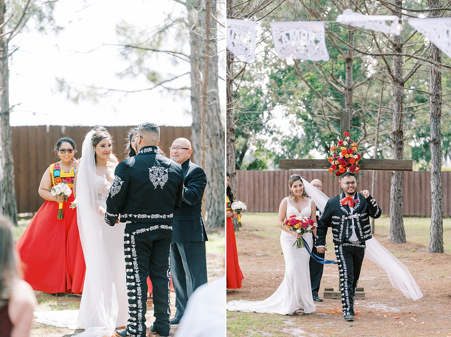 newlyweds walk up aisle after ceremony in Parrish FL