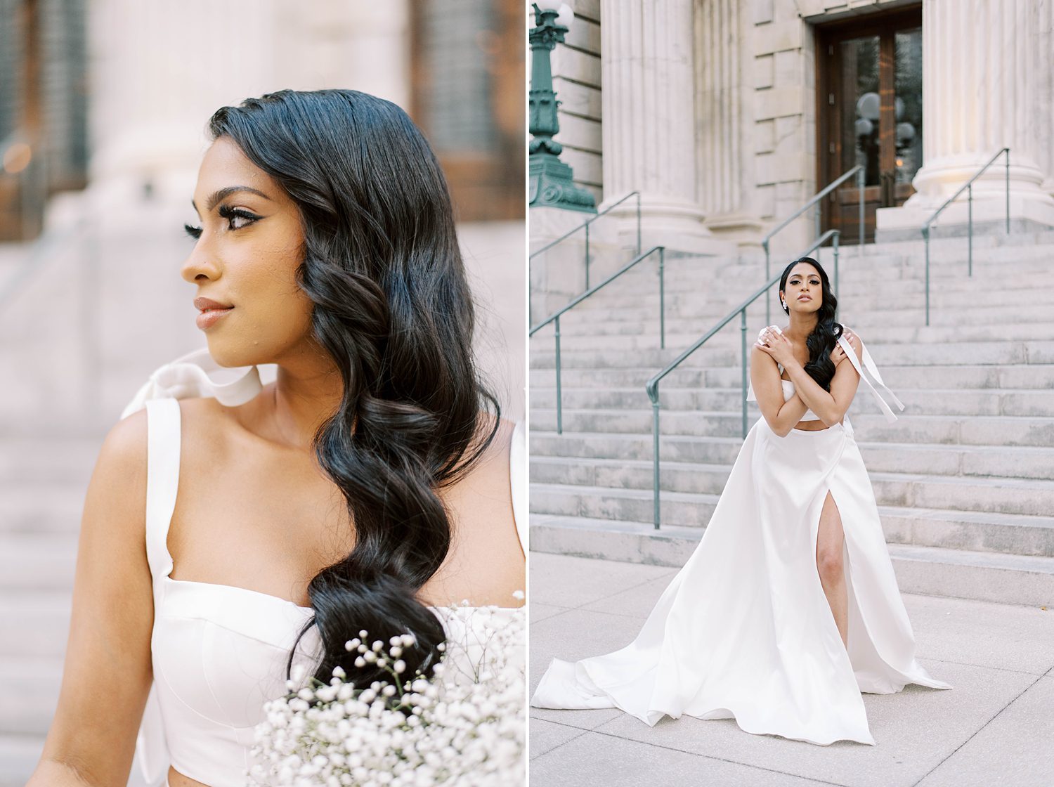 bridal look for modern bride in Delana Muse gown