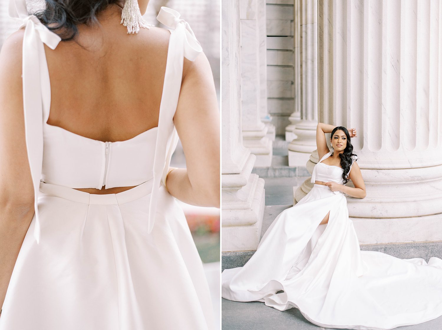 two piece Delana Muse gown for modern bride