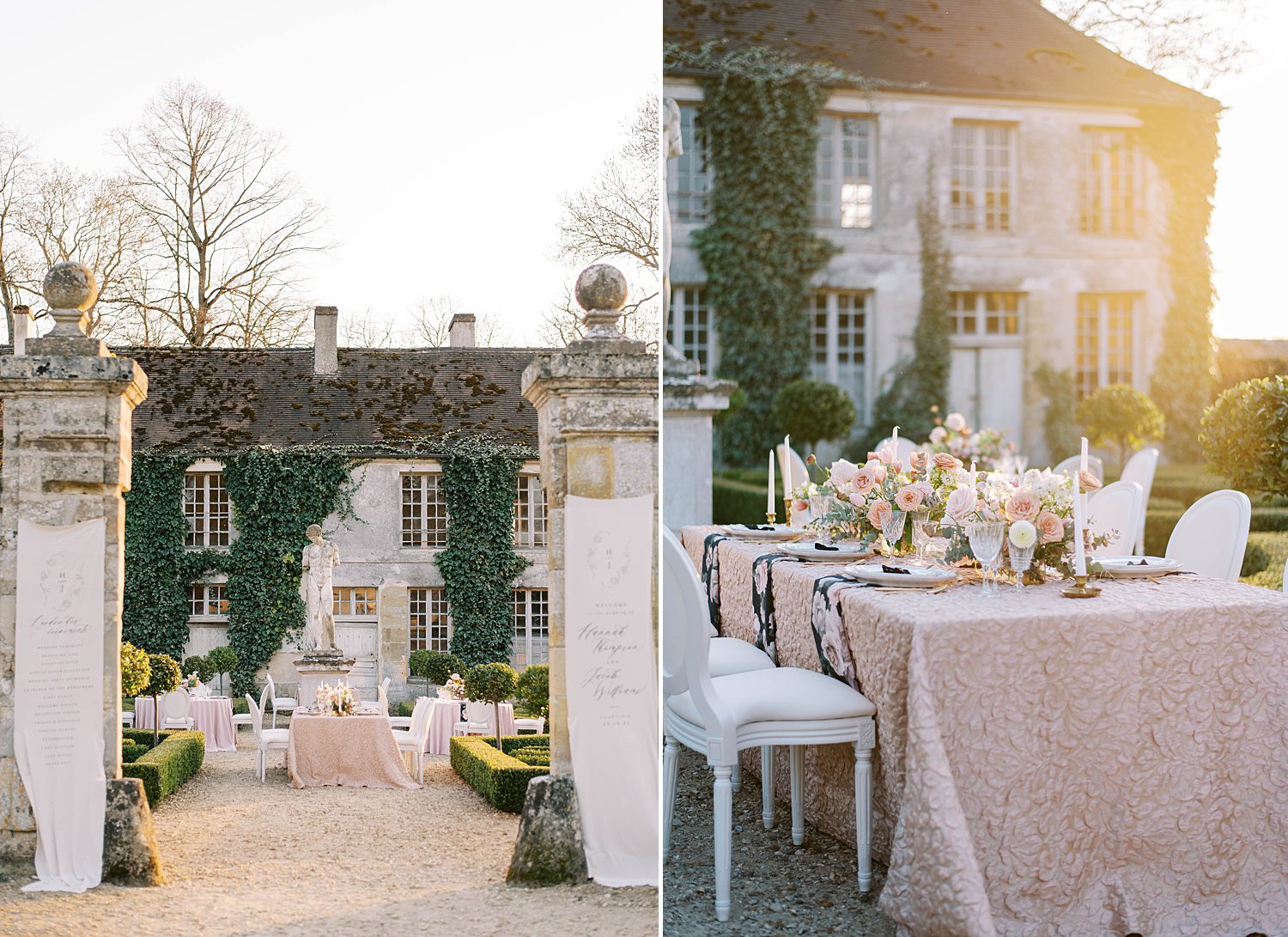 garden wedding reception details at Chateau de Villette