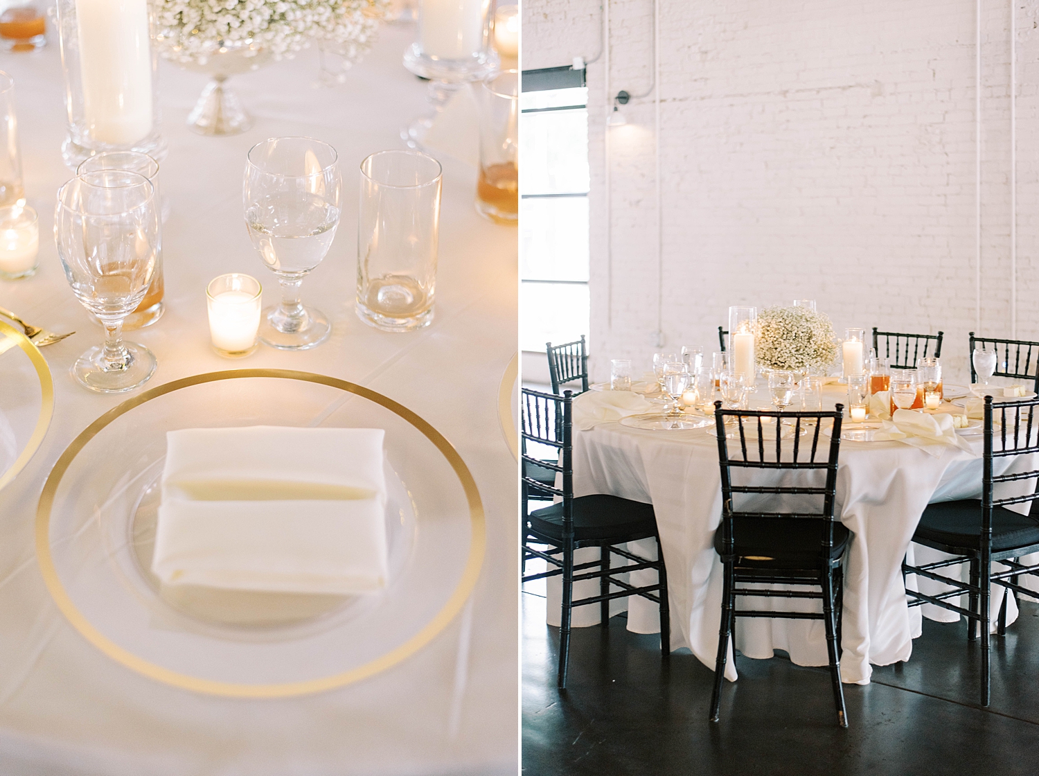 white and gold details for Florida wedding reception at Haus 820