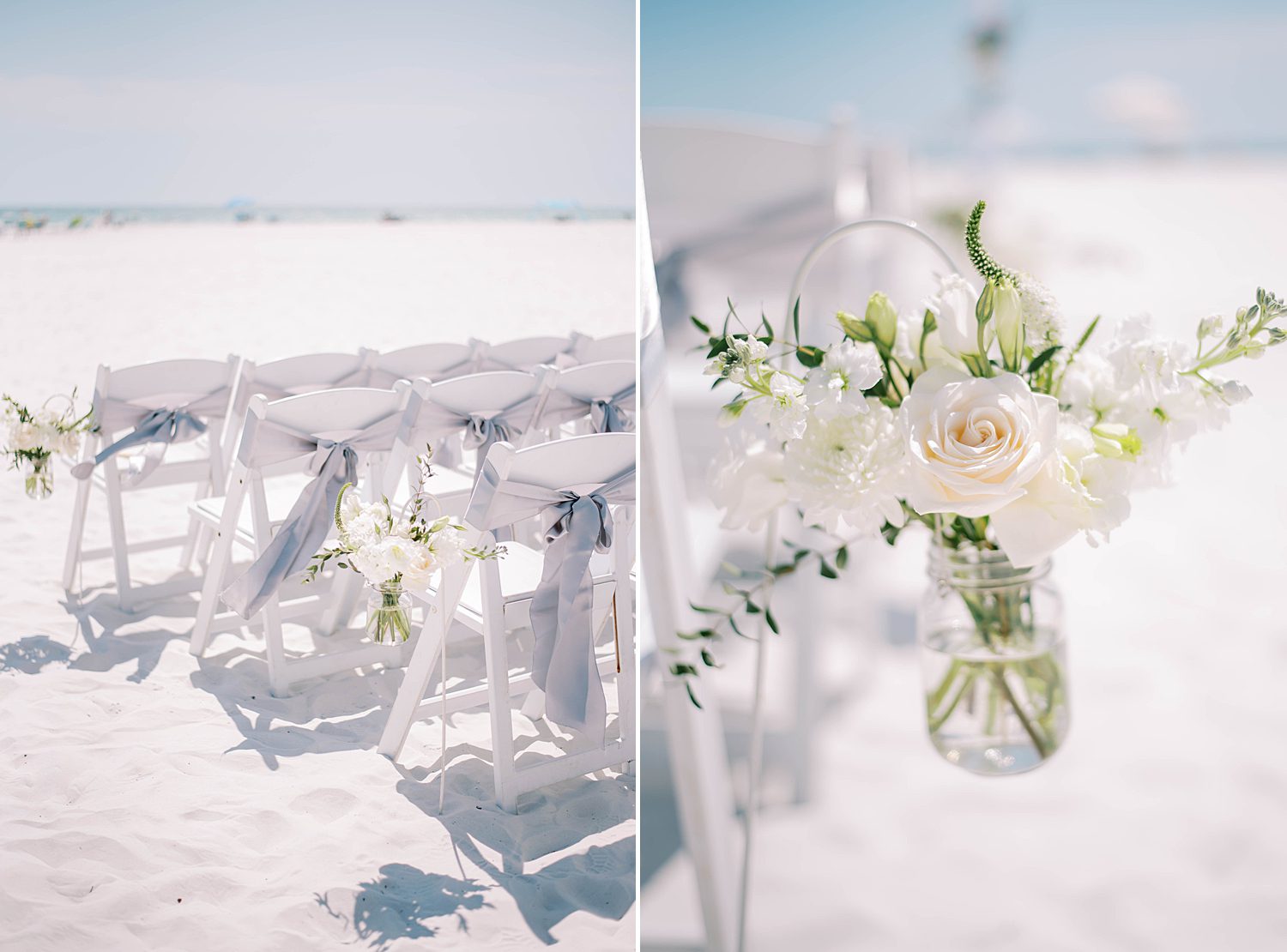wedding ceremony details at Siesta Key Beach in Florida