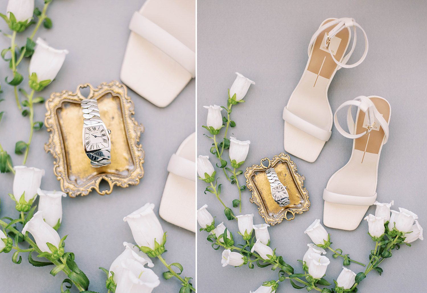 bride's jewelry and shoes for Siesta Key beach wedding