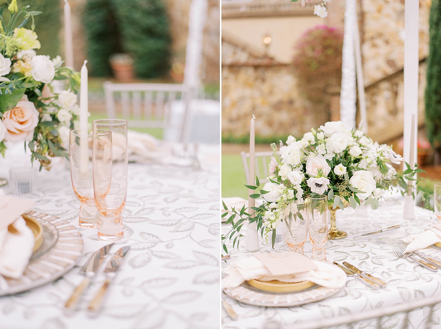 place settings for garden wedding at Bella Collina