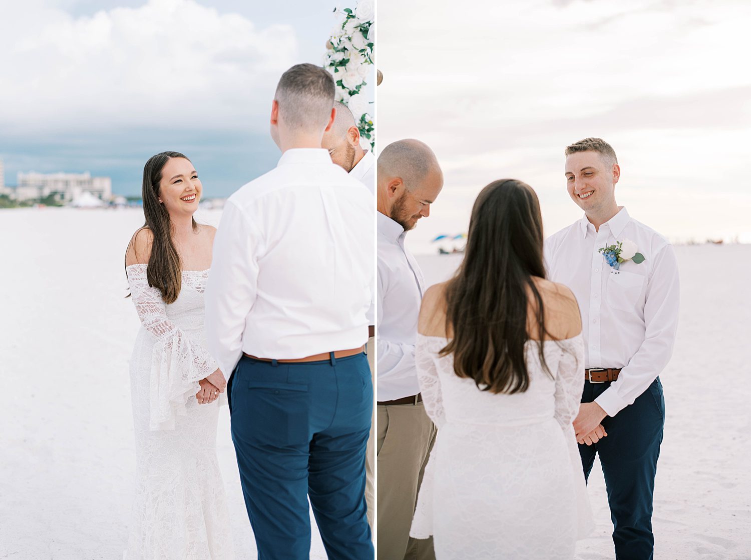 Lido Key Beach elopement in front of the water 
