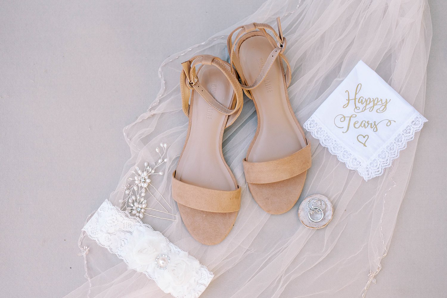 bride's tan shoes for fall wedding day in Tampa FL