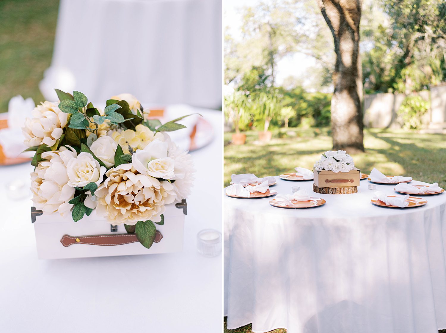 centerpieces for fall wedding outdoors at Events Under the Oaks