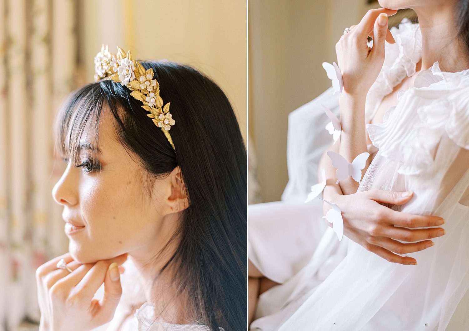 Paris bridal boudoir session at the Ritz for bride in white slip and robe