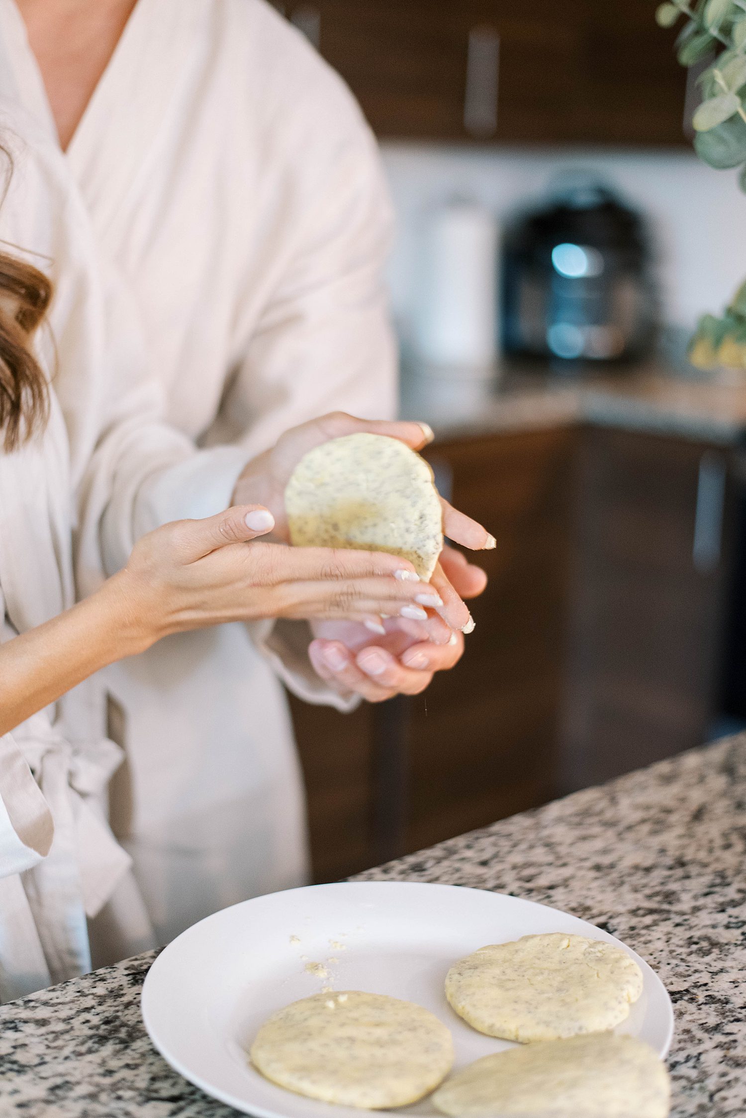 woman helps husband with columbian meal