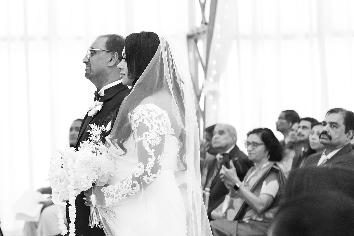 father walks daughter down aisle at Kapok Special Events