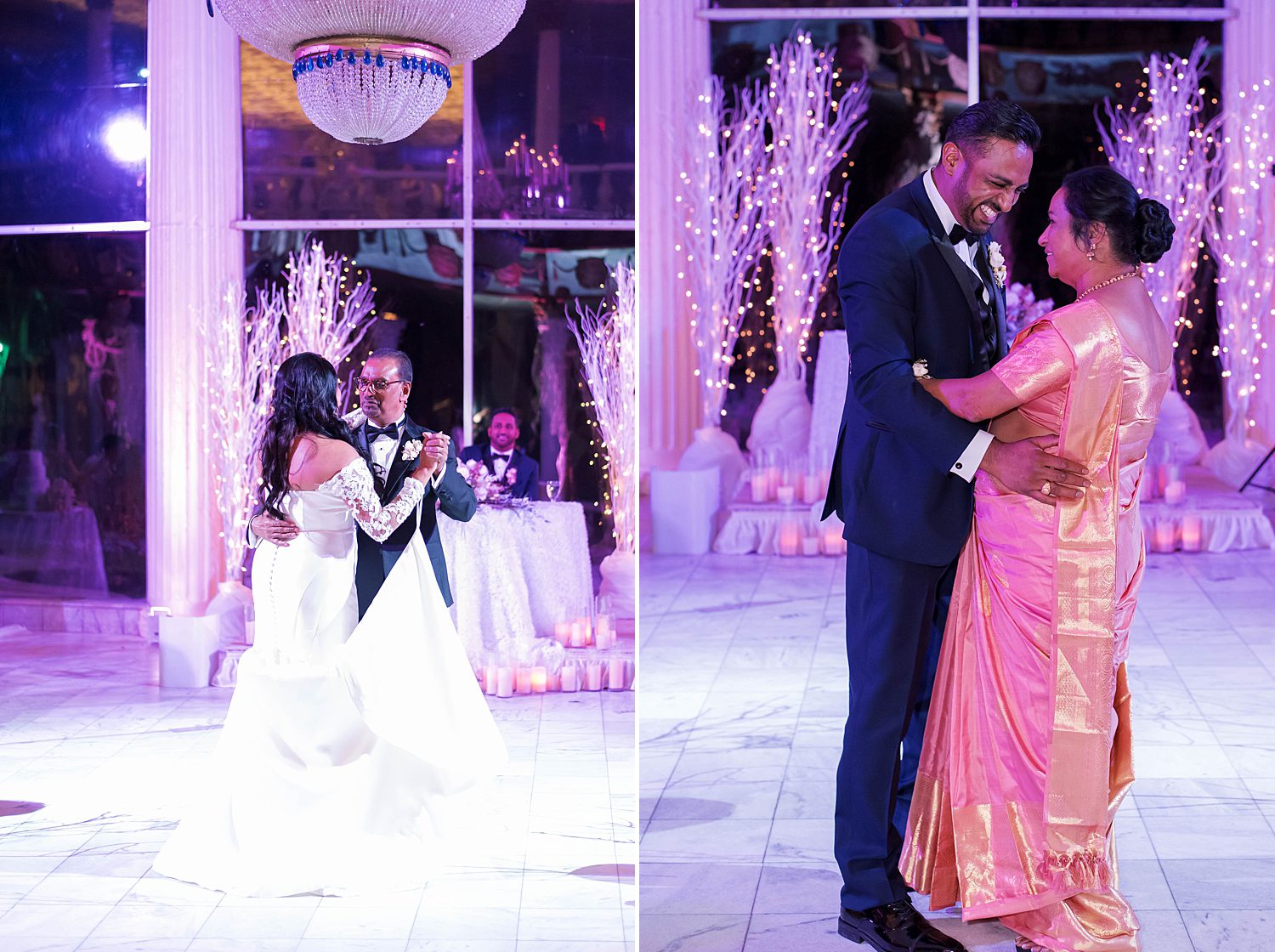 bride and groom dance with parents during reception in Tampa FL