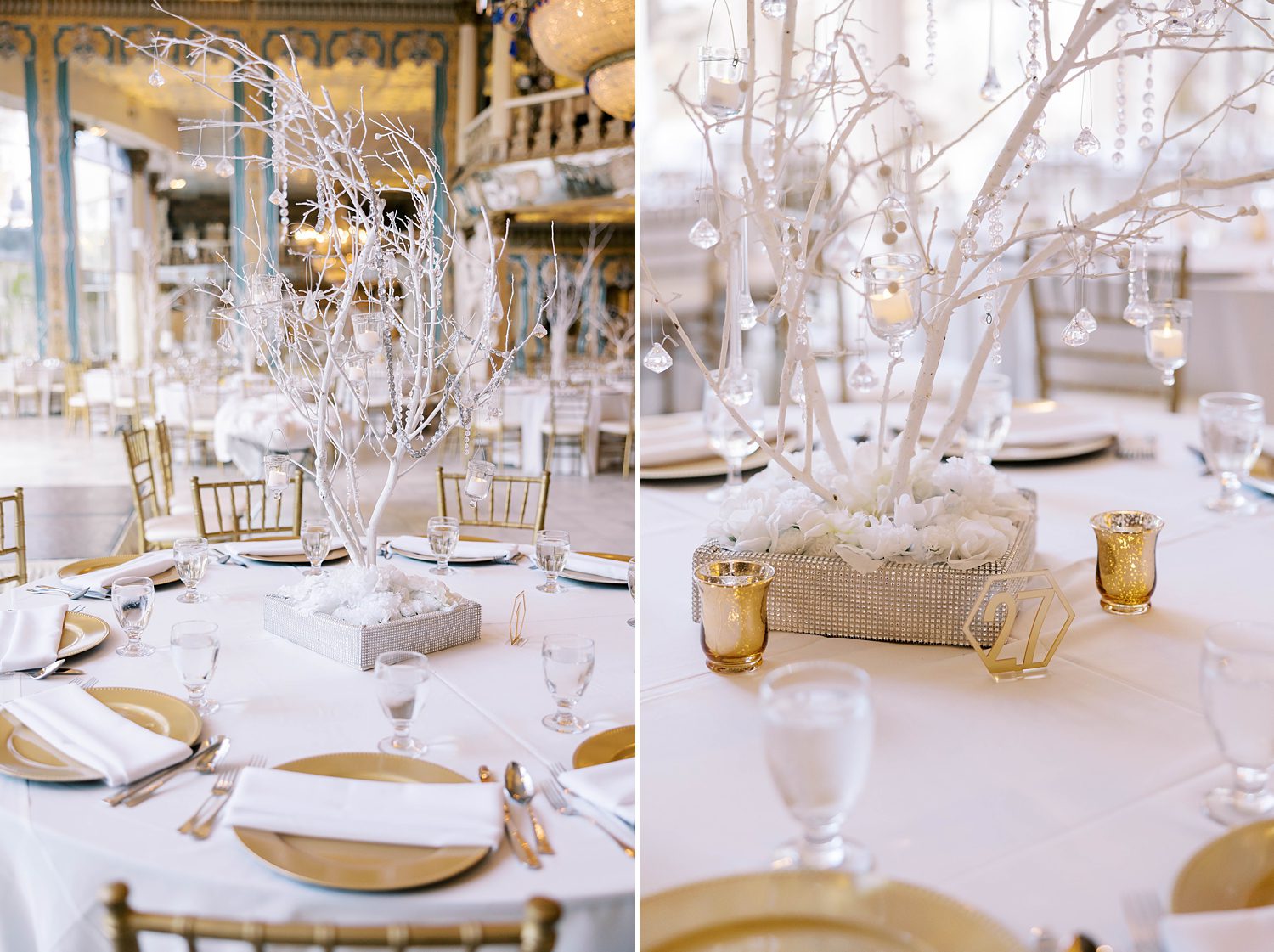 wedding reception centerpieces inspired by winter trees