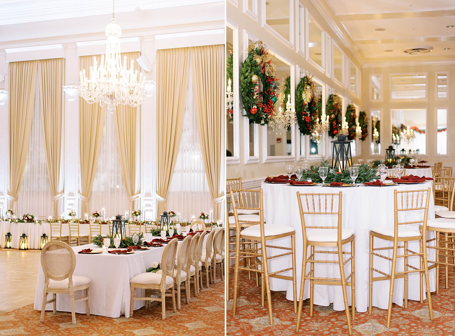 Christmas inspired wedding reception at Palma Ceia Country Club