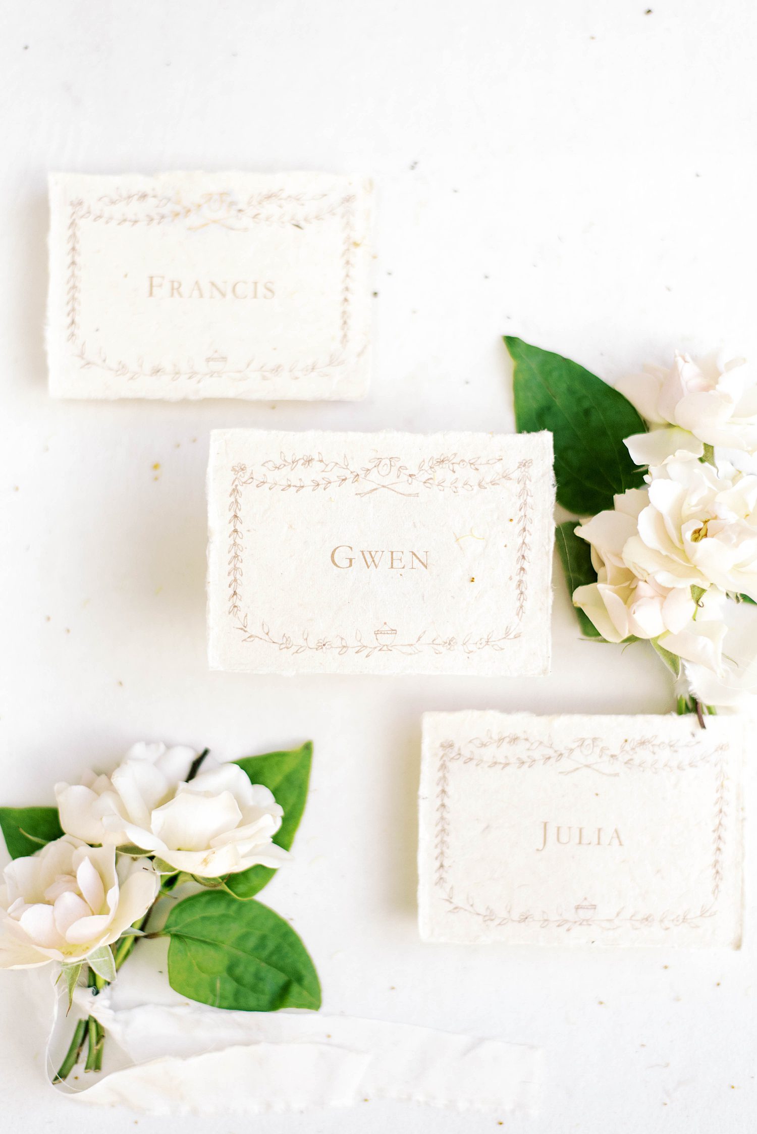 seating cards for European inspired wedding reception