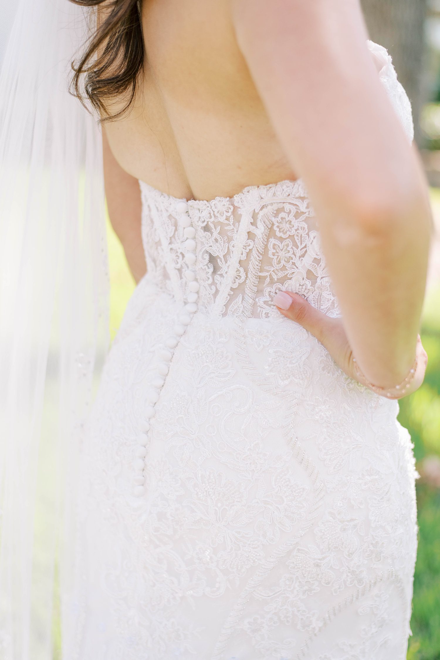 lace corset of strapless wedding gown for Tampa wedding