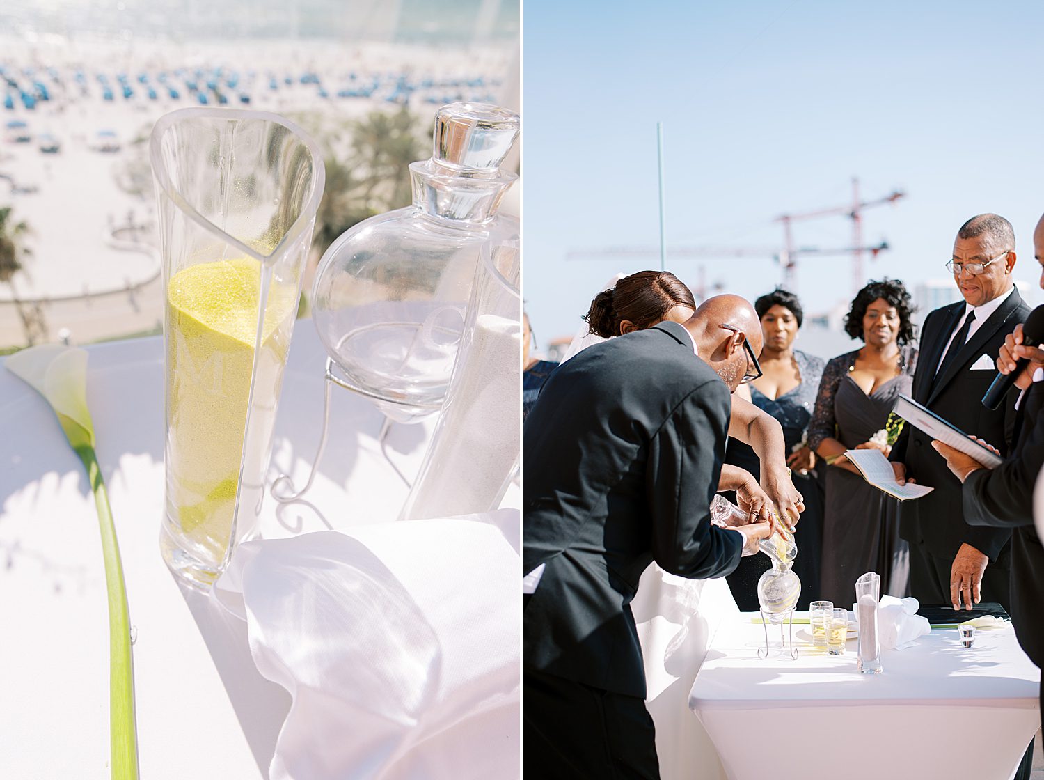 sand ceremony during Hyatt Clearwater wedding ceremony 