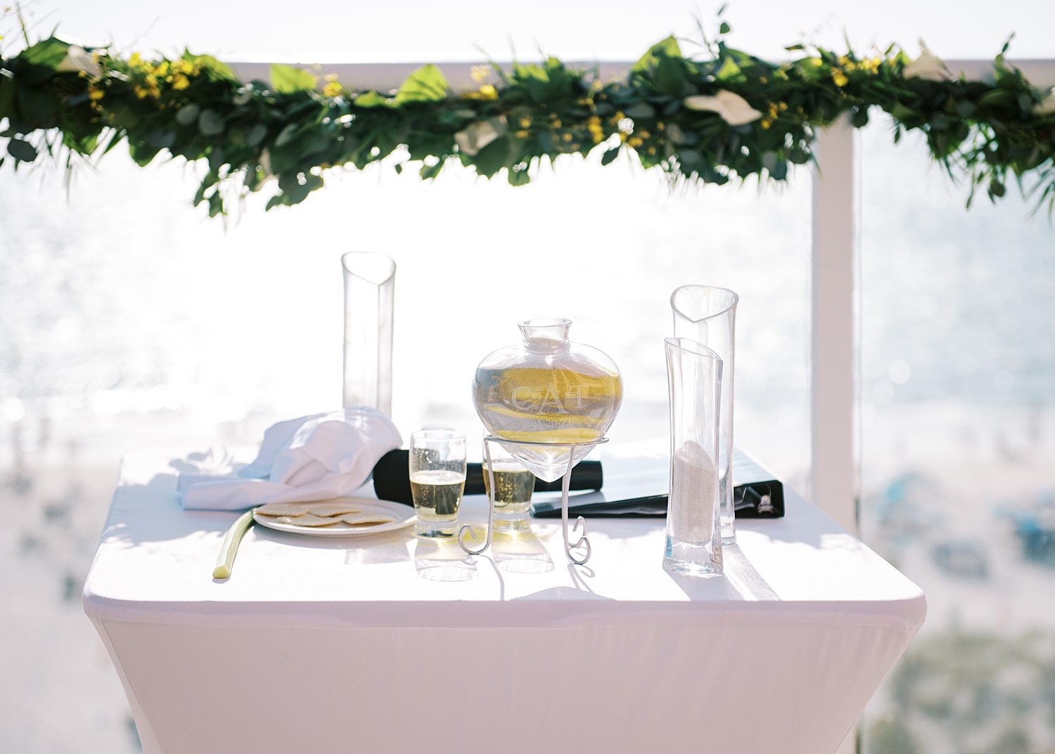 sand ceremony table for wedding ceremony at the Hyatt Clearwater