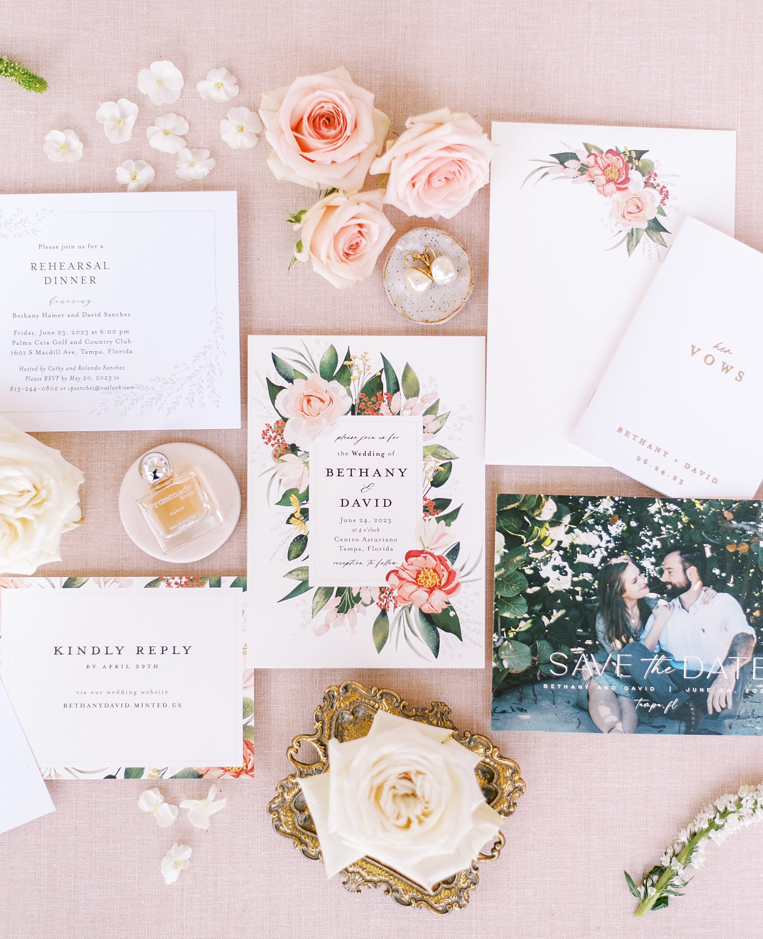 stationery set and save the date for Tampa wedding