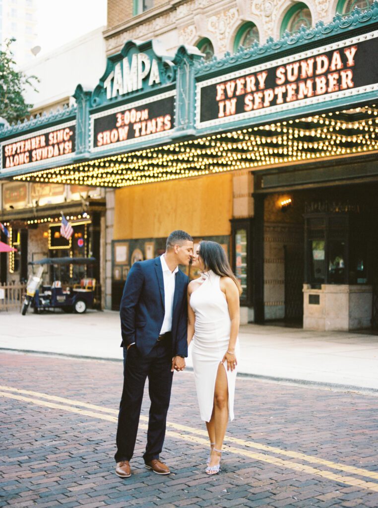 Tampa theatre engagement session tampa wedding photographer film photographer
