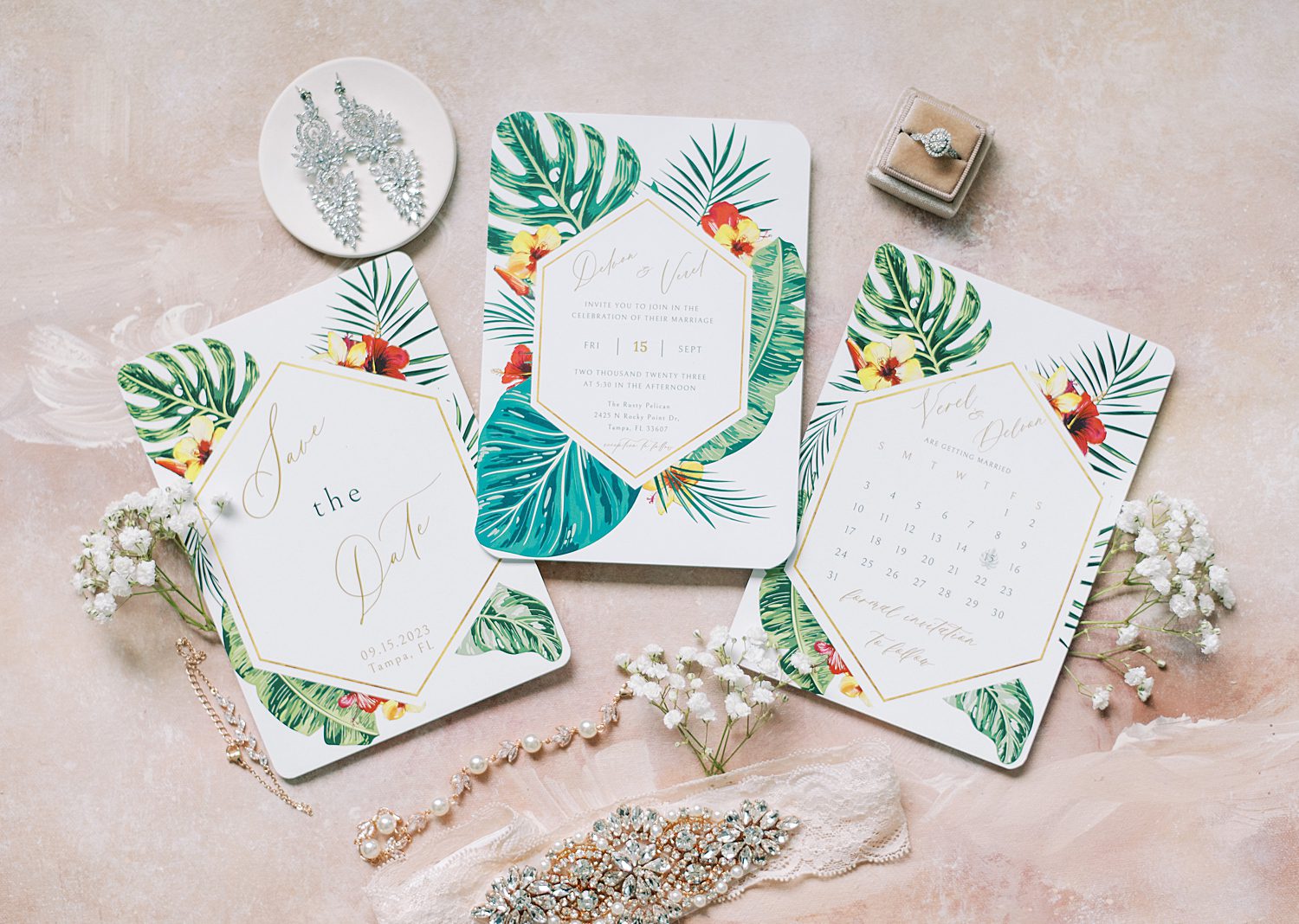 wedding stationery for tropical wedding at The Rusty Pelican Tampa