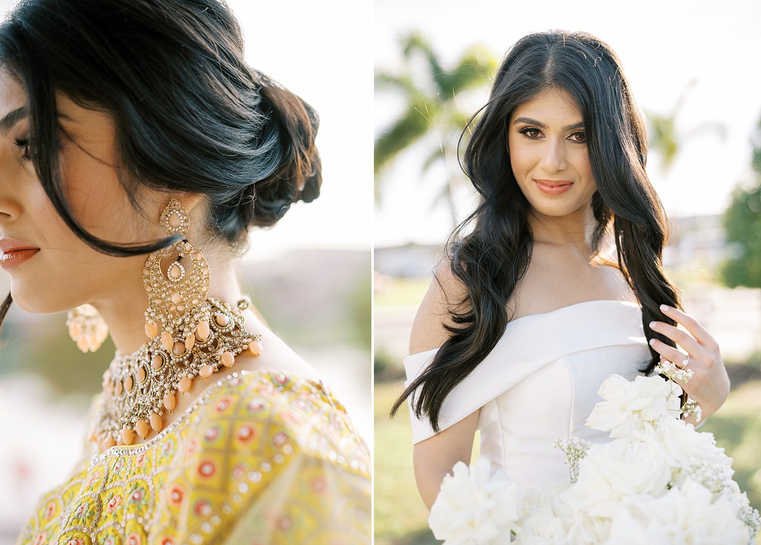 bride's two looks for Tampa FL wedding days 