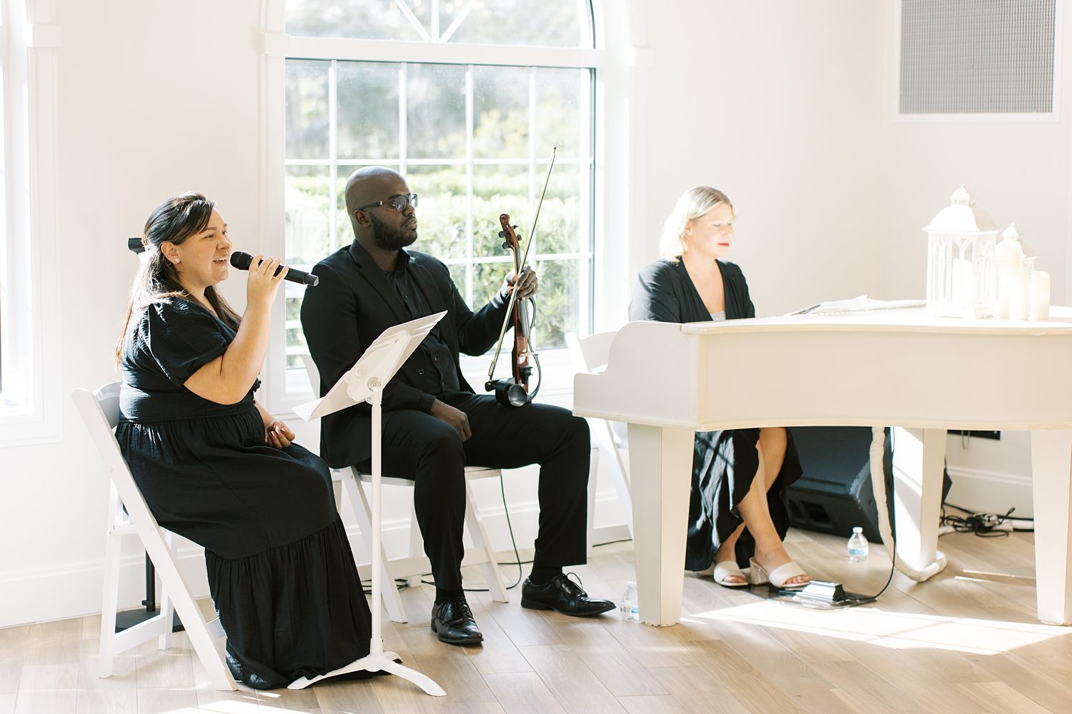 musicians perform during wedding ceremony at Harborside Chapel in Tampa FL
