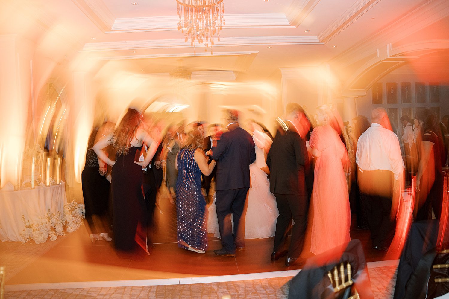 blurred wedding reception dancing in Sarasota FL